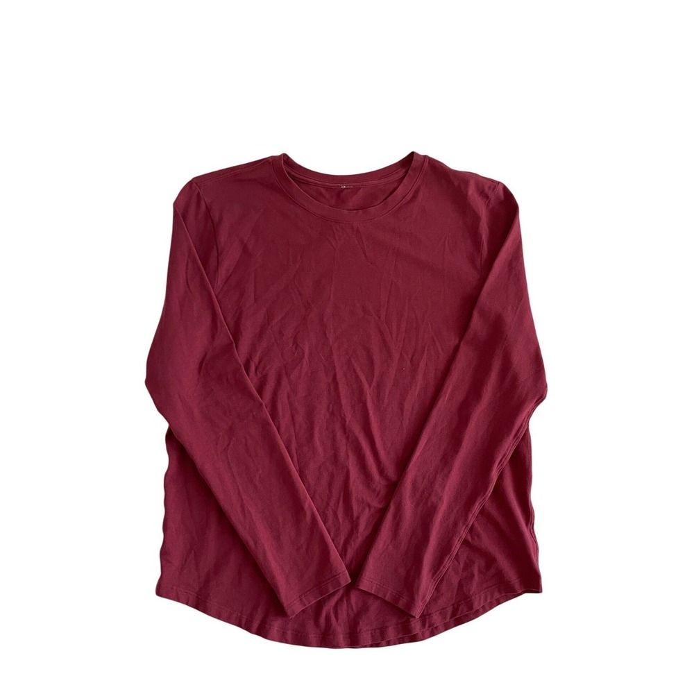 Lululemon Love Long Sleeve Pima Cotton Crew Neck Shirt Burgundy Red Size L